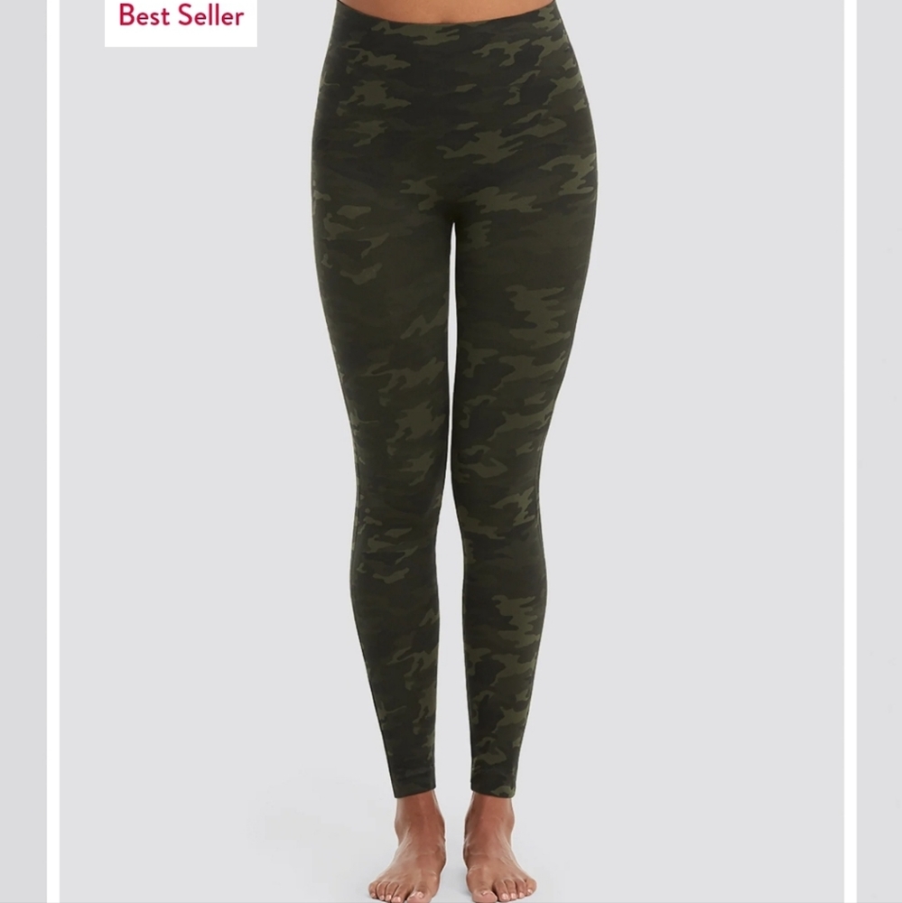 Medium Spanx Look at Me Now green camo leggings